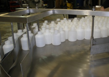 Plastic Bottles on rotary table